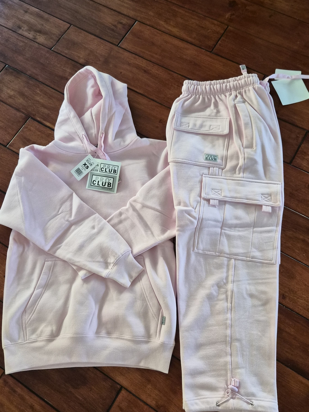Pro Club Pink Hooded Sweatshirt and Cargo Joggers Set